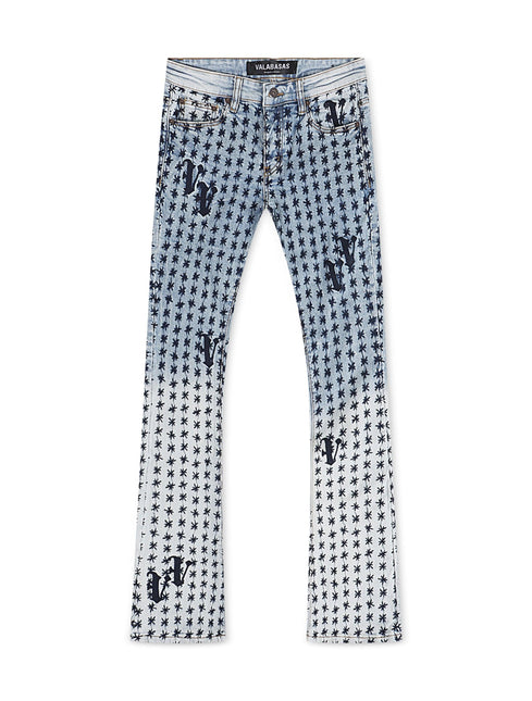 Valabasas Asterisk Stacked Flare Jean - Blue/Black - Denim Exchange 