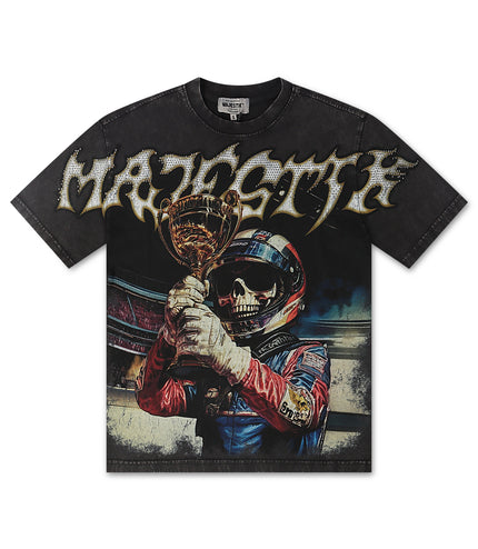 Majestik Mens Garment Dyed Nascar Tee - Black