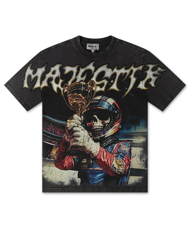 Majestik Mens Garment Dyed Nascar Tee - Black