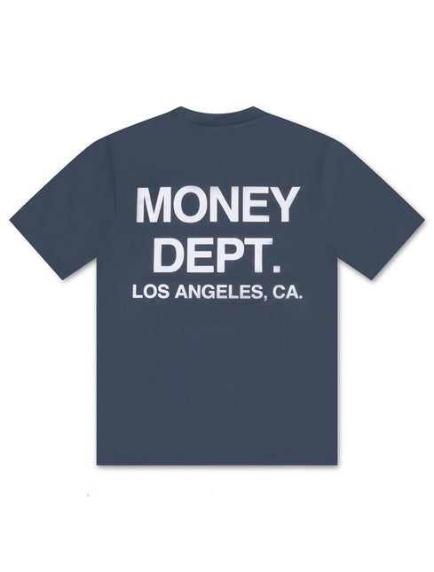 Money Dept. Los Angeles Heavyweight Tee - Petro Blue/White - Denim Exchange 