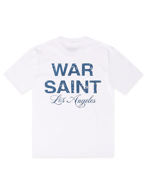 Warsaint LA Script Tee - White/Blue