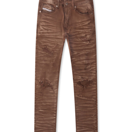 Makobi Distressed Straight Leg Jeans – Brown