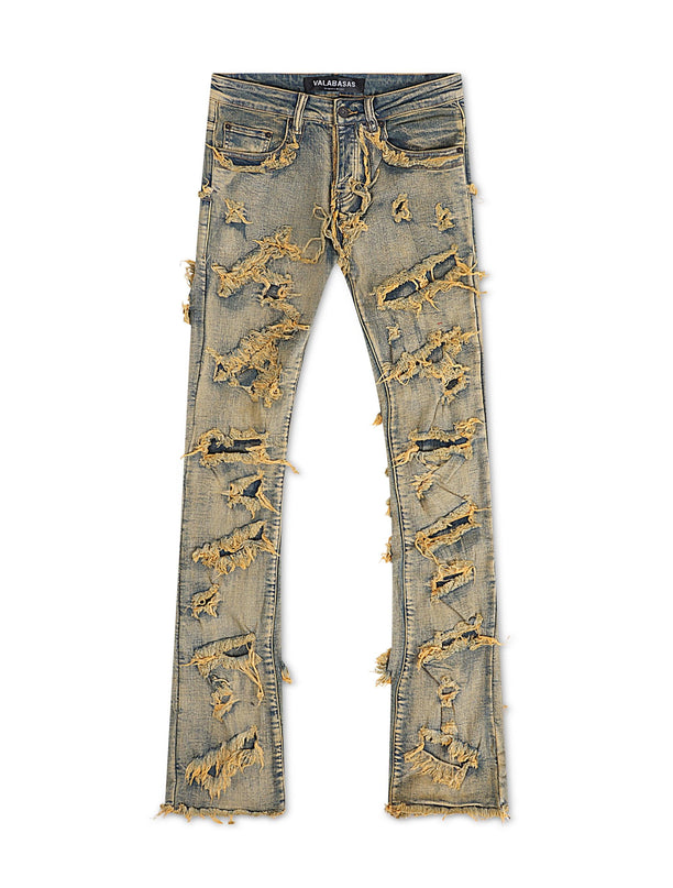 Valabasas Eyeore Wash Stacked Flare Jean - Dirty Vintage - Denim Exchange 