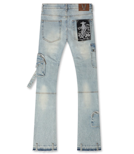 Vicious Denim All Over Rhinestone Jeans - Blue