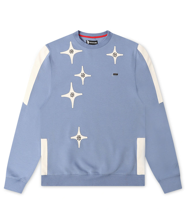 Makobi Star Rhinestone Crewneck - Smoke Blue