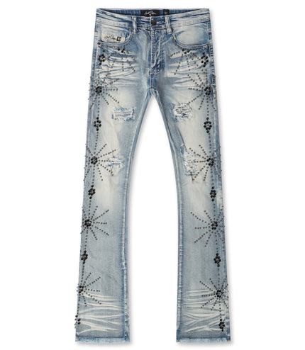 Frost Originals All Over Rhinestone Stacked Jean - Light Wash