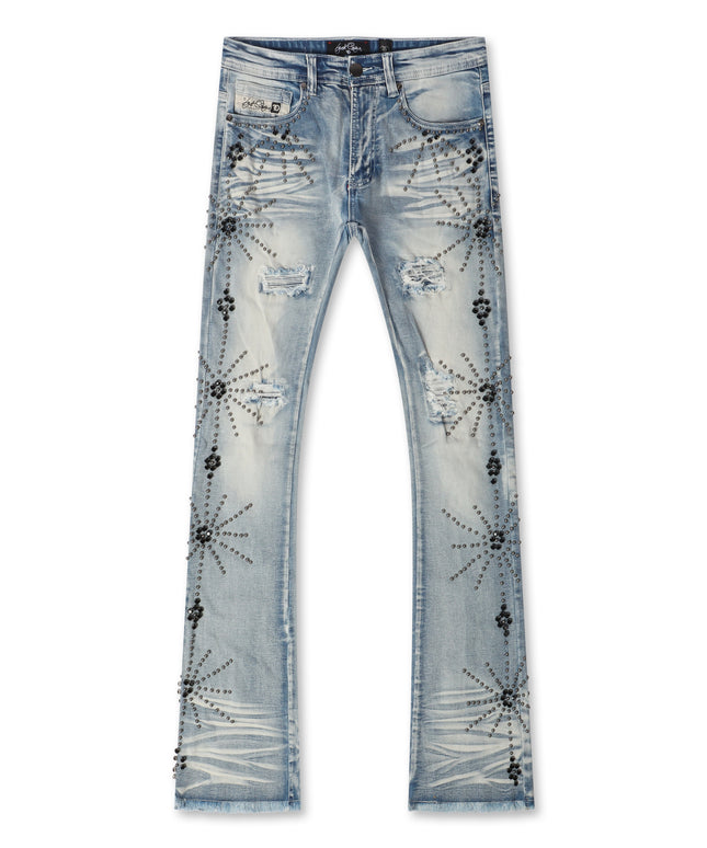 Frost Originals All Over Rhinestone Stacked Jean - Light Wash