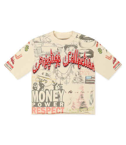 Prestige Money Power Respect Cropped Tee - Cream