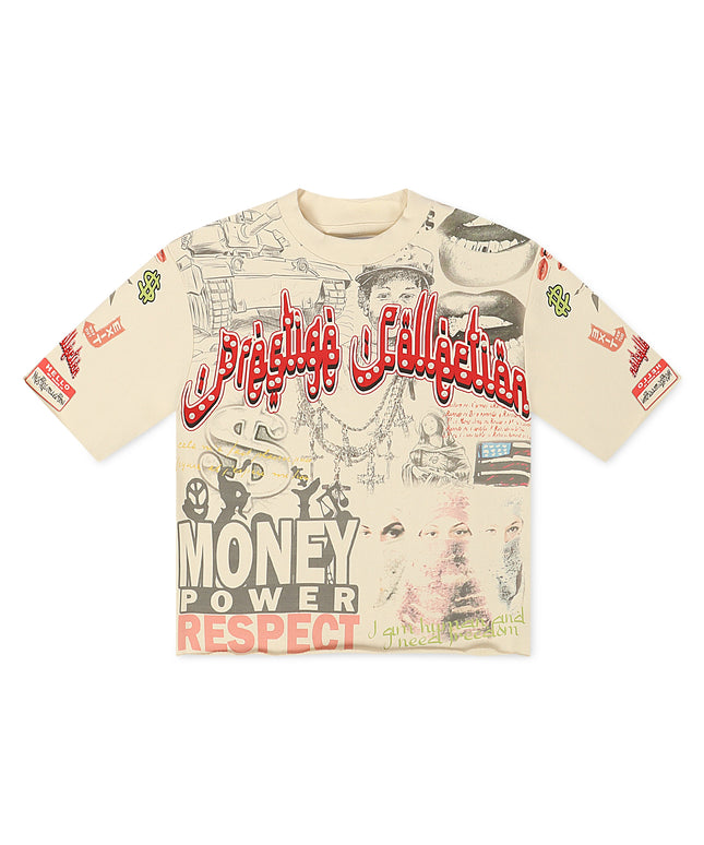 Prestige Money Power Respect Cropped Tee - Cream