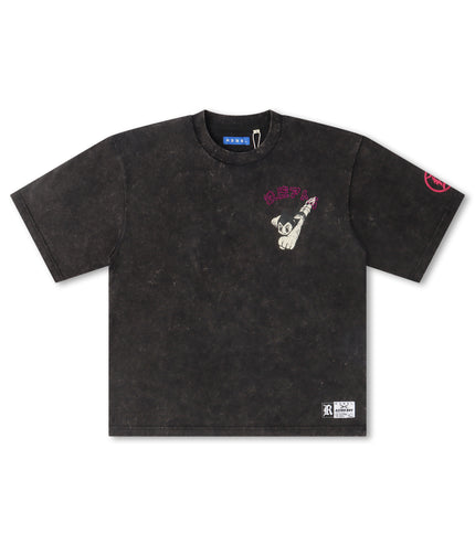 Rebel Denim Astro Boy Cropped Tee - Black