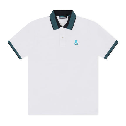 PSYCHO BUNNY MONTEBELLO PIQUE POLO - WHITE PSYCHO BUNNY