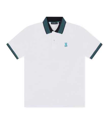 PSYCHO BUNNY MONTEBELLO PIQUE POLO - WHITE PSYCHO BUNNY