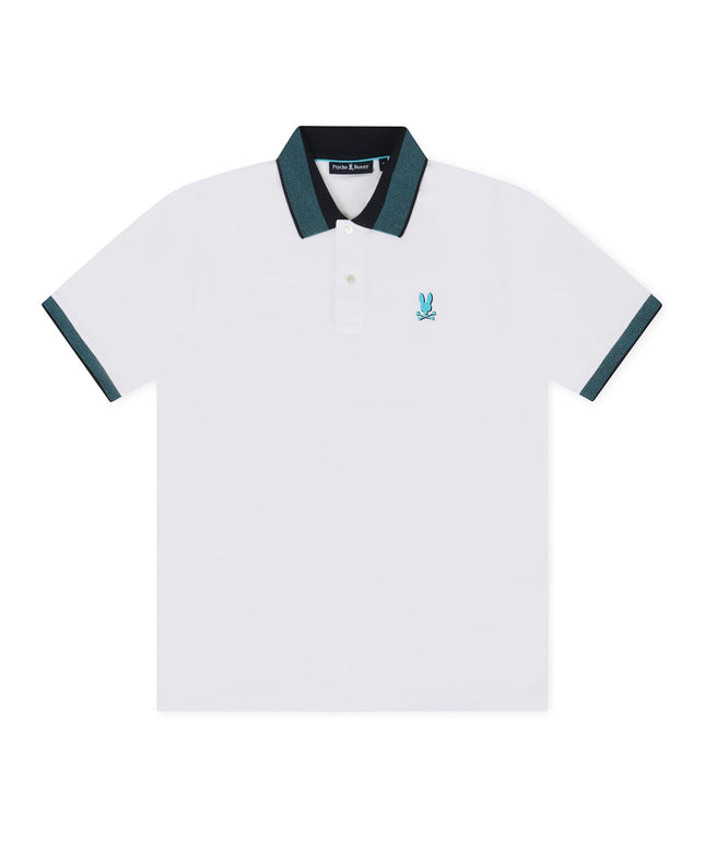 PSYCHO BUNNY MONTEBELLO PIQUE POLO - WHITE PSYCHO BUNNY