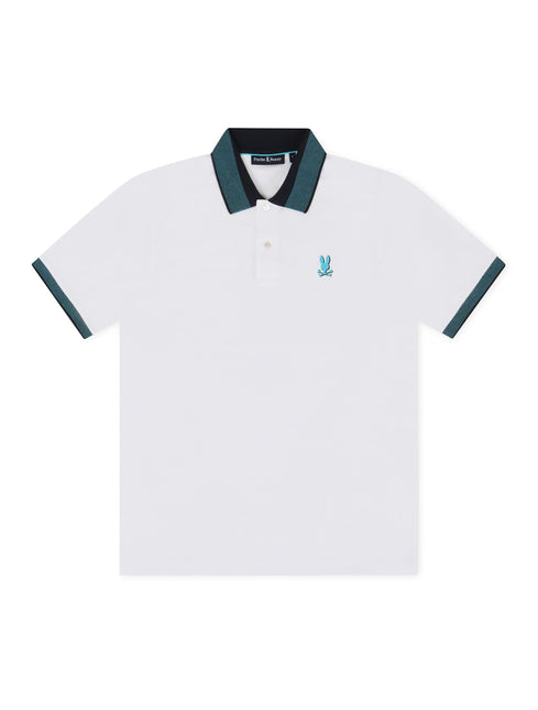 PSYCHO BUNNY MONTEBELLO PIQUE POLO - WHITE PSYCHO BUNNY