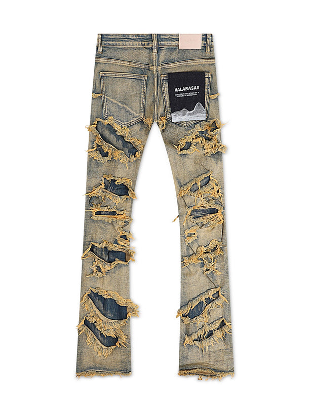 Valabasas Eyeore Wash Stacked Flare Jean - Dirty Vintage - Denim Exchange 