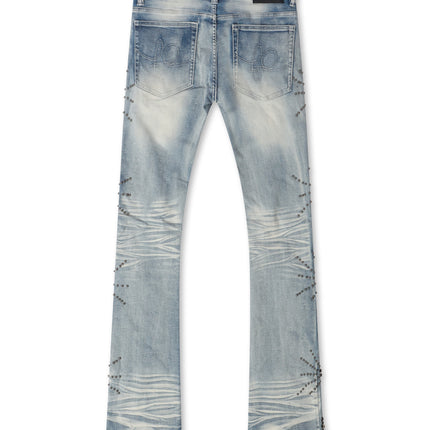 Frost Originals All Over Rhinestone Stacked Jean - Light Wash - denim exchange