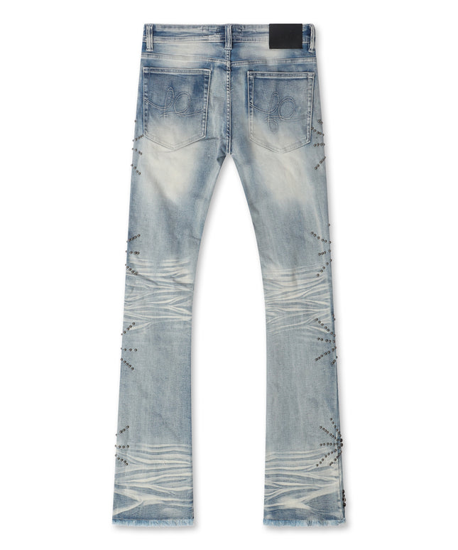 Frost Originals All Over Rhinestone Stacked Jean - Light Wash
