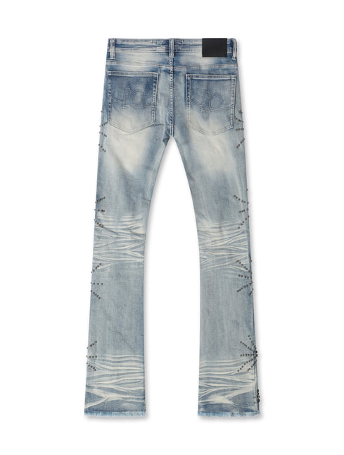 Frost Originals All Over Rhinestone Stacked Jean - Light Wash - denim exchange