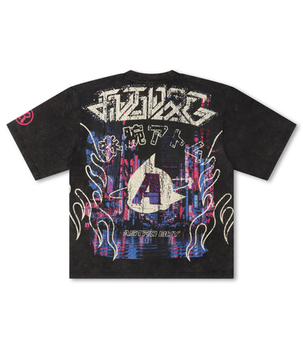 Rebel Denim Astro Boy Cropped Tee - Black