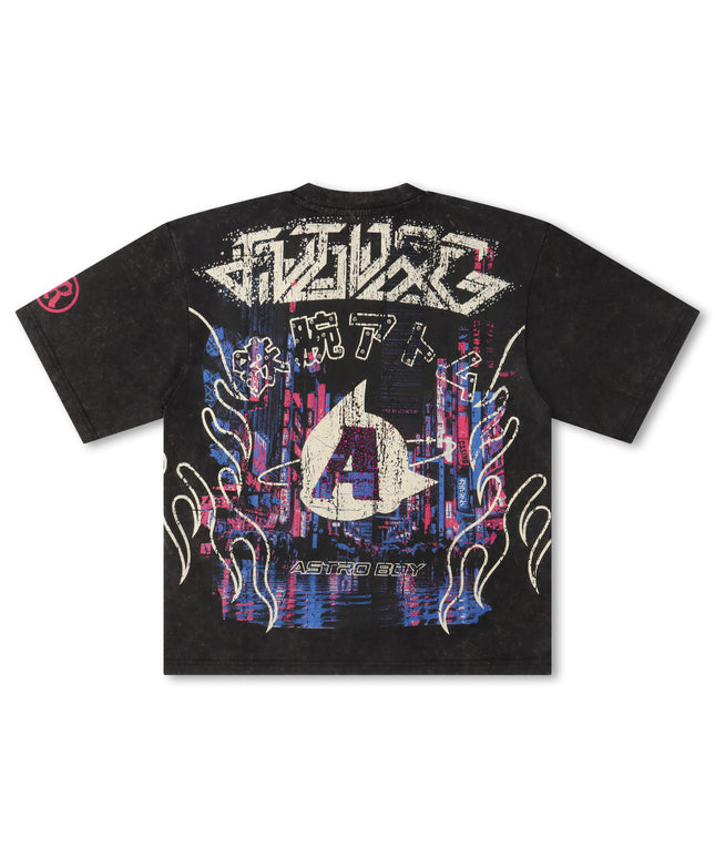 Rebel Denim Astro Boy Cropped Tee - Black