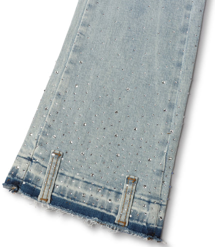 Vicious Denim All Over Rhinestone Jeans - Blue
