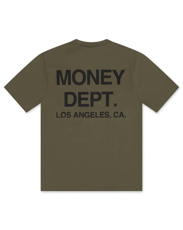 MONEY DEPT. LOS ANGELES HEAVYWEIGHT TEE - OLIVE/BLACK