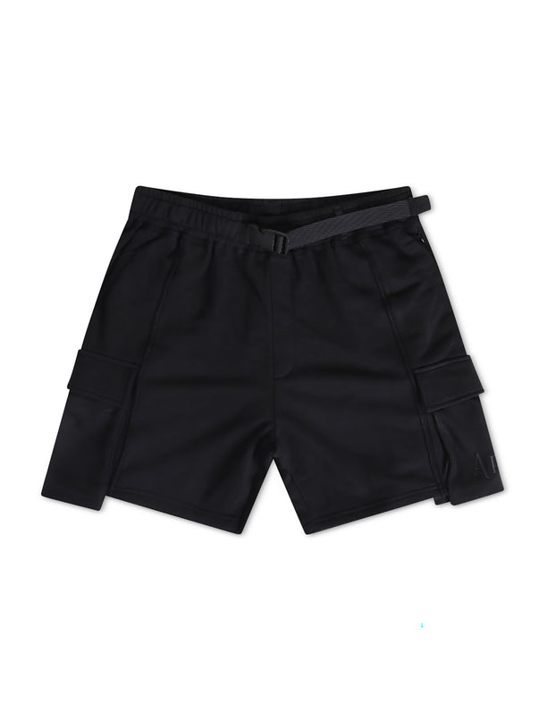 Apastime Vacation in Portugal French Terry Belted Shorts - Black - Denim Exchange USA