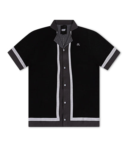 Memory Lane All Team Knit Button Down Shirt - Black - Denim Exchange 