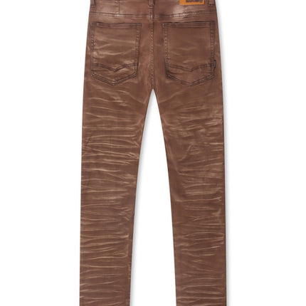 Makobi Distressed Straight Leg Jeans – Brown