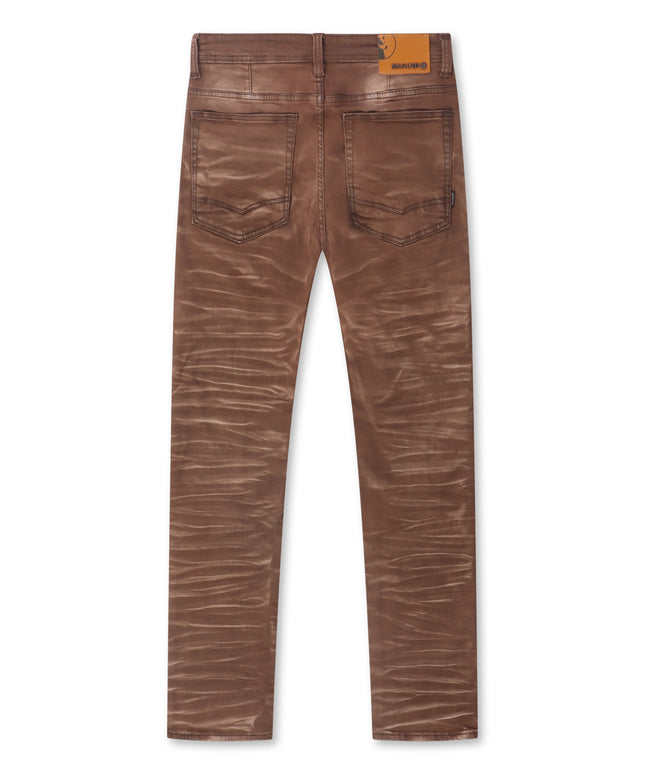 Makobi Distressed Straight Leg Jeans – Brown
