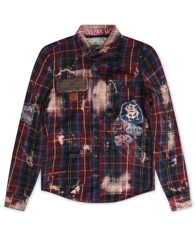 Smugglers Moon Button Up Woven Top - Bleached Plaid