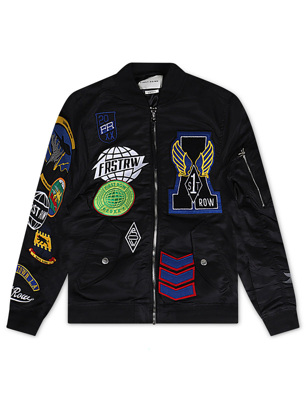 First Row Nylon MA1 w/ Patch & Embroidery Jacket - Black