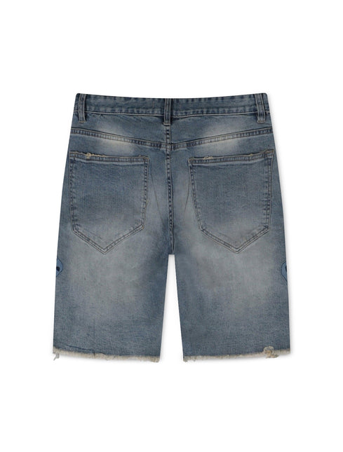 ROKU STUDIO DENIM PATCH TEAR SHORTS - LIGHT WASH ROKU STUDIO