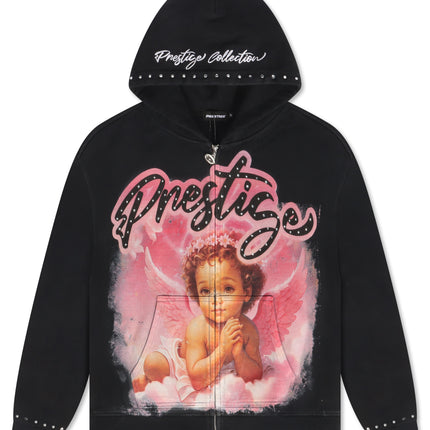 Prestige Pink Angel Hoodie - Black