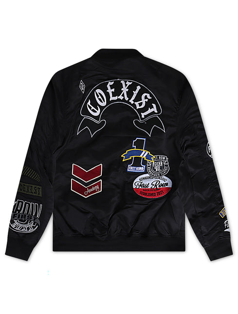 First Row Nylon MA1 w/ Patch & Embroidery Jacket - Black