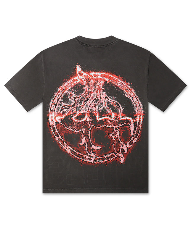 Lost Hills Star Logo Rhinestone Tee - Black Wash