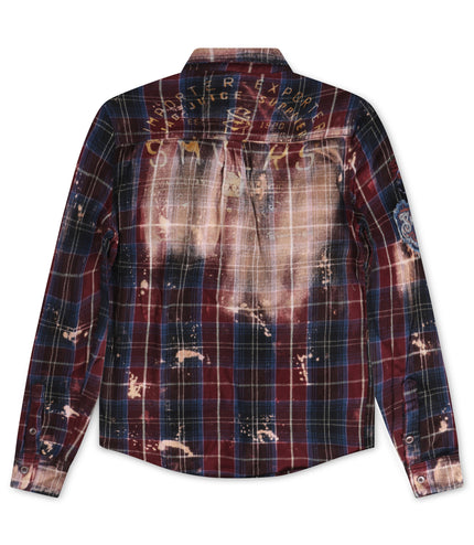 Smugglers Moon Button Up Woven Top - Bleached Plaid