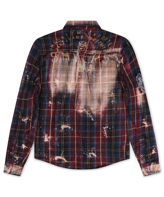 Smugglers Moon Button Up Woven Top - Bleached Plaid