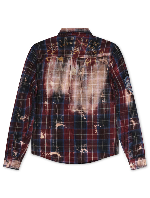 Smugglers Moon Button Up Woven Top - Bleached Plaid