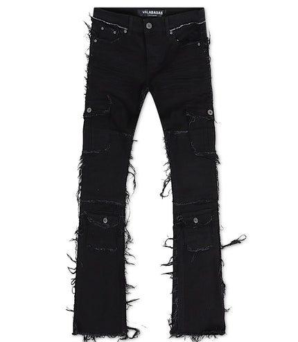 Valabasas Aegerine Stacked Flare Jean - Jet Black - Denim Exchange 