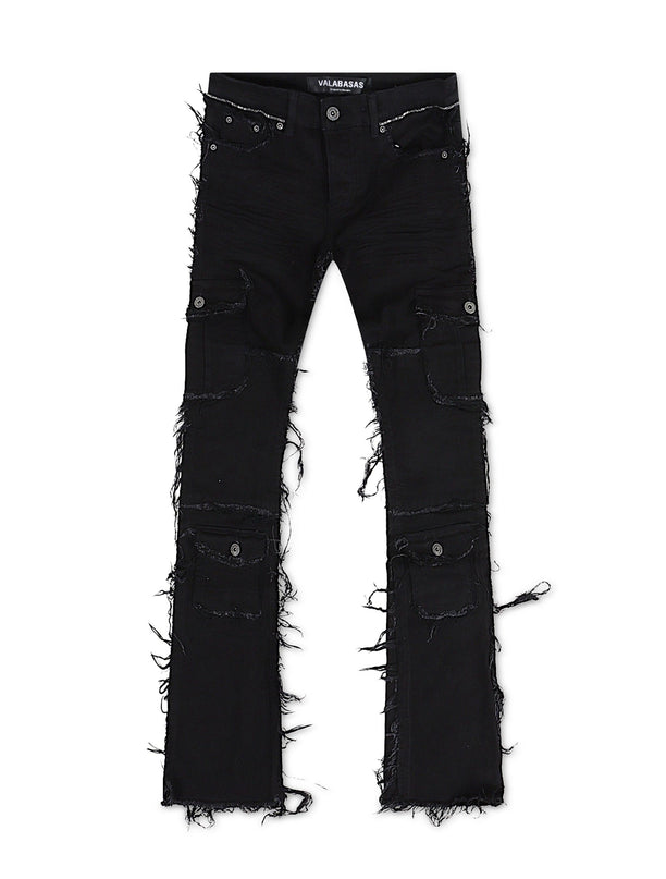 Valabasas Aegerine Stacked Flare Jean - Jet Black - Denim Exchange 