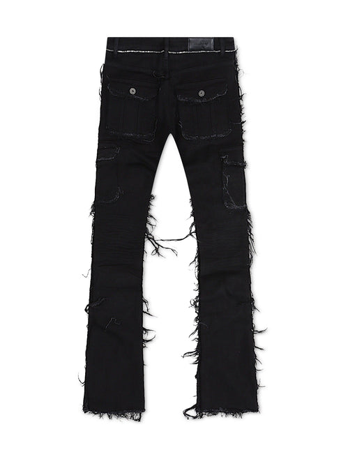 Valabasas Aegerine Stacked Flare Jean - Jet Black - Denim Exchange 