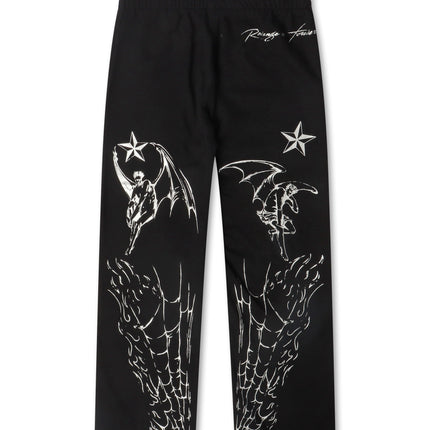 Revenge Tattoo Sweatpants - Black/Silver - denim exchange