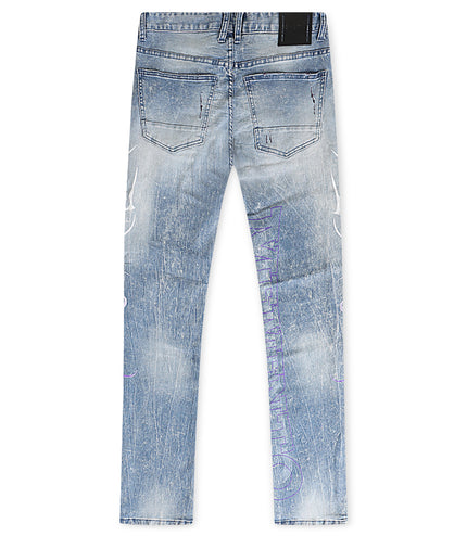 Smoke Rise Tribal Print R&R Slim Fit Jeans - Lowell Blue