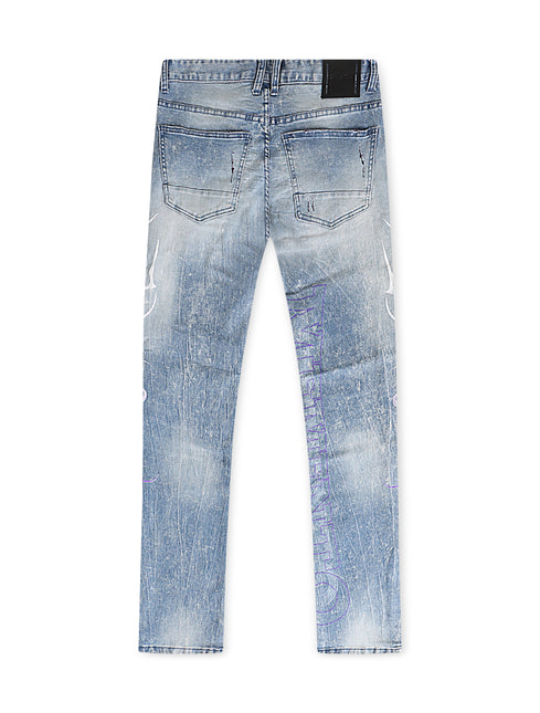 Smoke Rise Tribal Print R&R Slim Fit Jeans - Lowell Blue