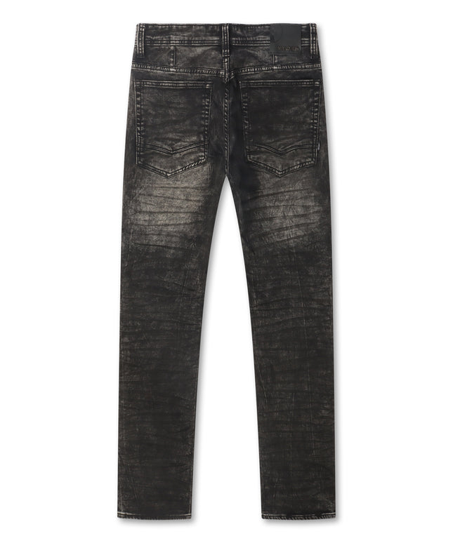 Makobi Distressed Straight Leg Jeans – Black Wash