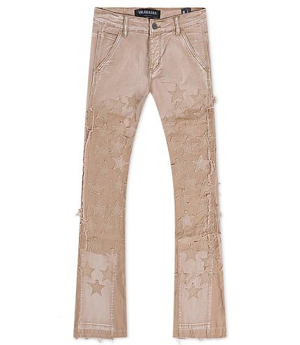 Valabasas V-Stars Stacked Flare Jean - Light Brown Wash/Khaki - Denim Exchange 