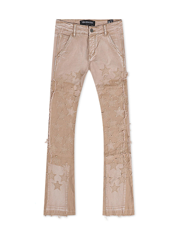 Valabasas V-Stars Stacked Flare Jean - Light Brown Wash/Khaki - Denim Exchange 