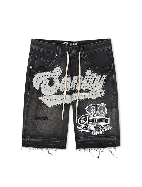 Politics Sanity Jorts - Black Wash