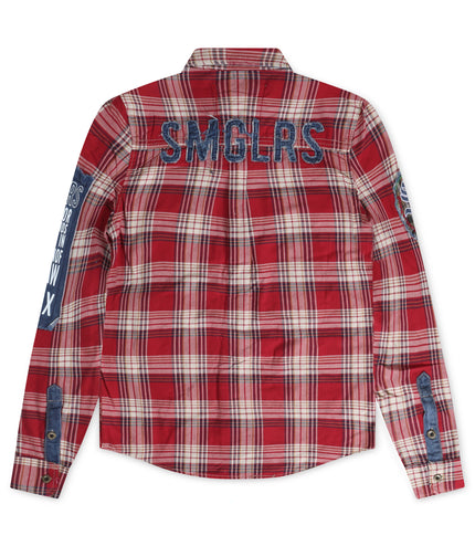 Smugglers Moon Button Up Woven Top - Red Plaid